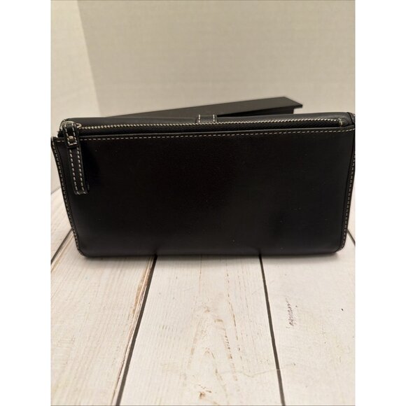 Vintage Y2K Coach Black Leather Large Silver Buckle Bifold Wallet 8x4” VGUC* - Picture 3 of 8